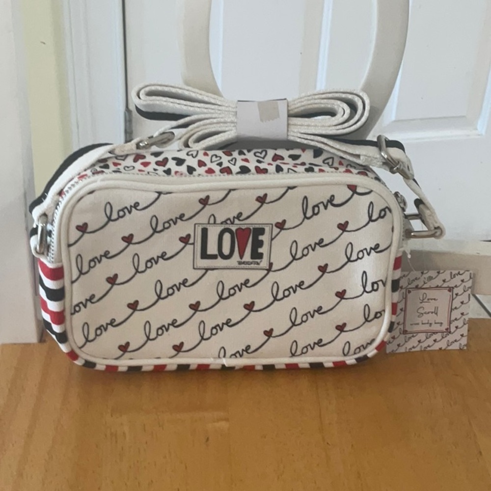 Brighton Love Scroll White and Black Women's Bagw